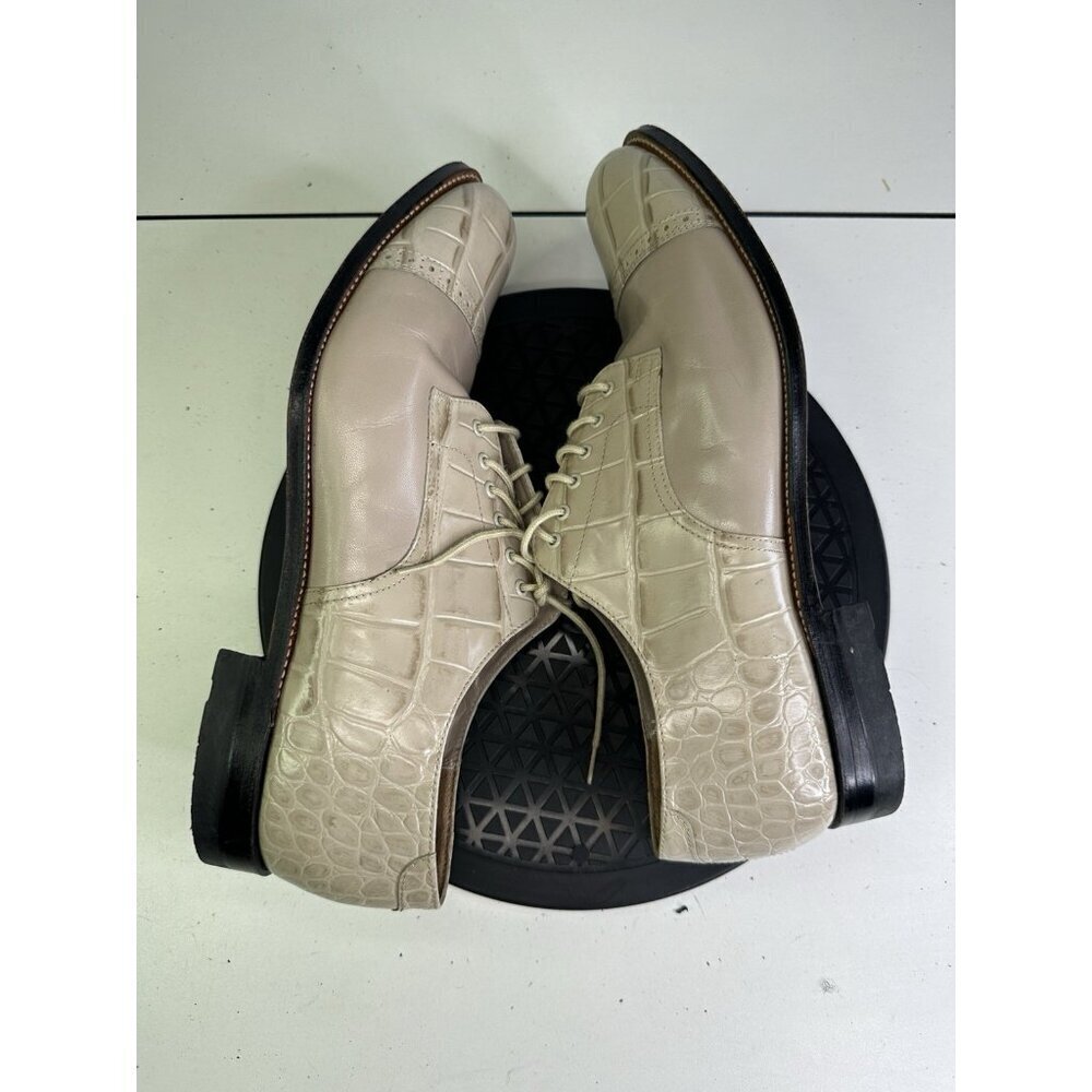 Stacy Adams Mens Ivory Leather Croc Embossed Dress Shoes Sz 11.5 D - Picture 7 of 12